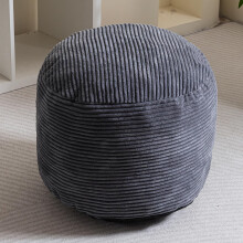 HIGOGOGO Corduroy Beanbags Round Footstool Bean Bag Pouf with Foam Chunk Filling, 50 x 35 cm Floor Poufs Foot Rest for Living Room, Dark Grey