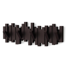Umbra Sticks Multi Rack ? Modern, Unique, Space-Saving Hanger with 5 Flip-Down Hooks for Hanging Coats, Scarves, Purses and More, Espresso, 19-1/2" x