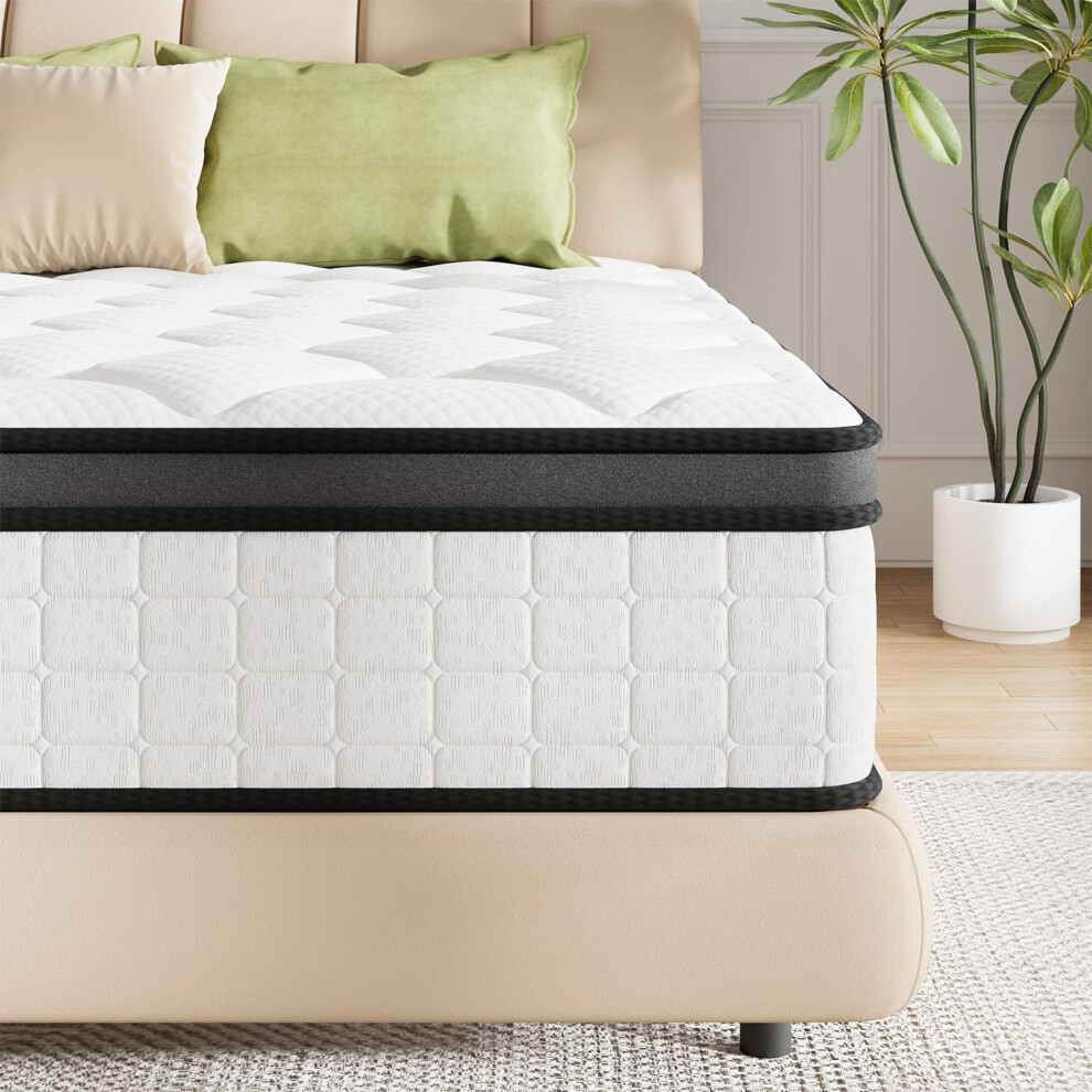 Mattress 10.6 Inch Single Memory Foam Pocket Spring Mattress 3Ft, Medium Firm Hybrid 7 Zone Orthopedic, Oeko-Tex Certified Soft Fabric Abene