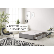 Bed Centre Tweed Gray Flexby Divan Bed Base - Headboard And Storage Drawer (Single, Small Double, Double, King and Super King Size (Single, Divan Base