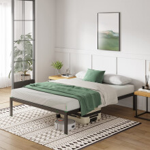 Novilla 30.5 cm Metal Small Double Bed Frame, 4FT Platform Bed Frame, Noise-cancelling Design, Engineered Wood Slat Support, Solid Support Leg, Easy