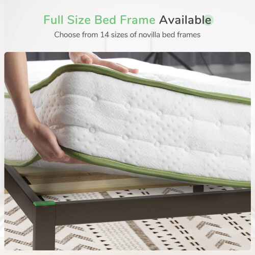 Novilla 30.5 cm Metal Small Double Bed Frame, 4FT Platform Bed Frame, Noise-cancelling Design, Engineered Wood Slat Support, Solid Support Leg, Easy 2