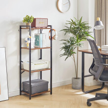 YMYNY Bookcase, 4 Tier Storage Rack, Plant Rack, Steel Frame, for Living Room, Office, Study, Hallway, Industrial Style, Rustic Brown and Black