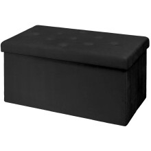 BRIAN & DANY Ottoman Storage Box Velvet Foldable Storage Ottoman Bench with Highly Elastic Sponge Filling for Living Room, 80 x 40 x 40 cm, Black