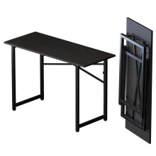Lutown-Teen Folding Computer Desk 120 cm, Writing Gaming Computer Camping Table, No Assembly Required Home Office Desk, Black