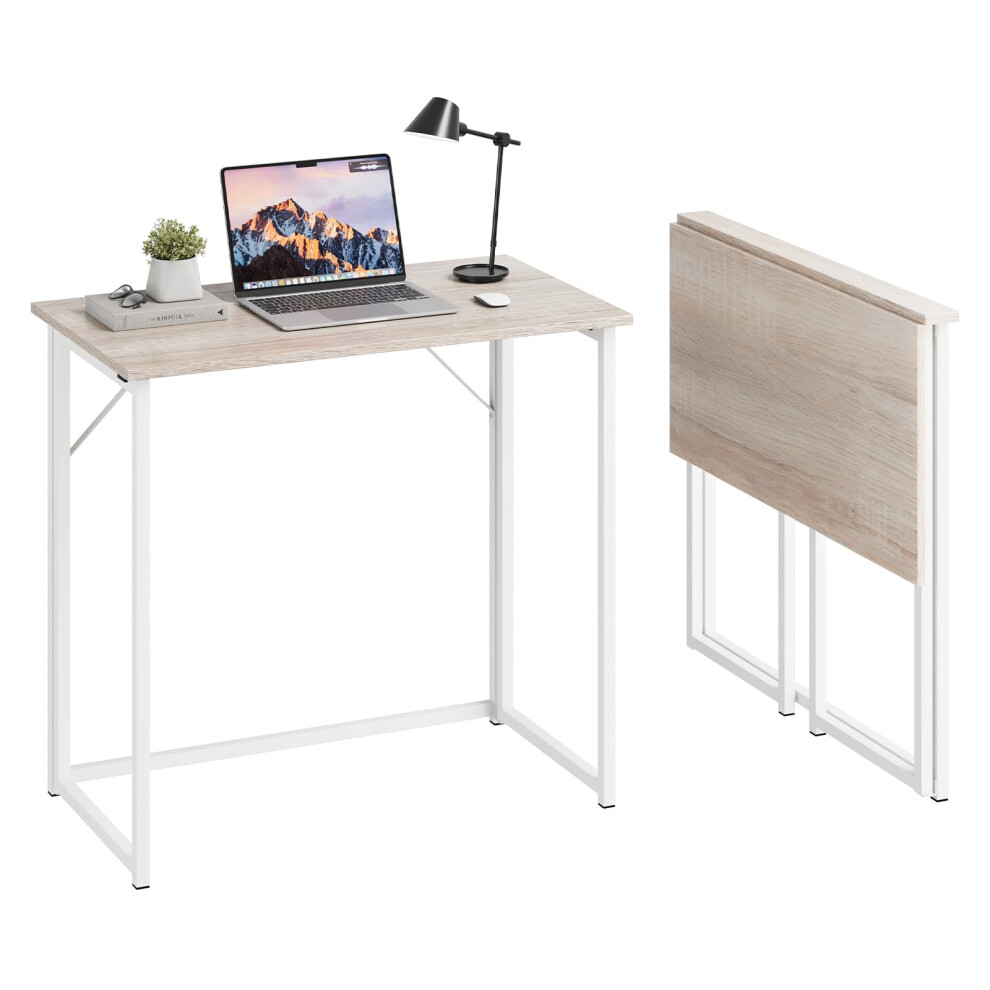 Dripex Folding Desk Foldable Small Computer Desk Writing Table for Small Place Easy Assembly, Oak
