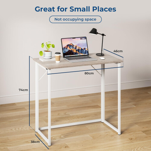 Dripex Dripex Folding Desk Foldable Small Computer Desk Writing Table for Small Place Easy Assembly, Oak 2