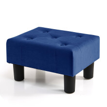 BRIAN & DANY Small Foot Stool, Velvet Footstool with Legs, Footstools for Living Room, Ottoman Footrest Extra Seating for Entryway, Blue