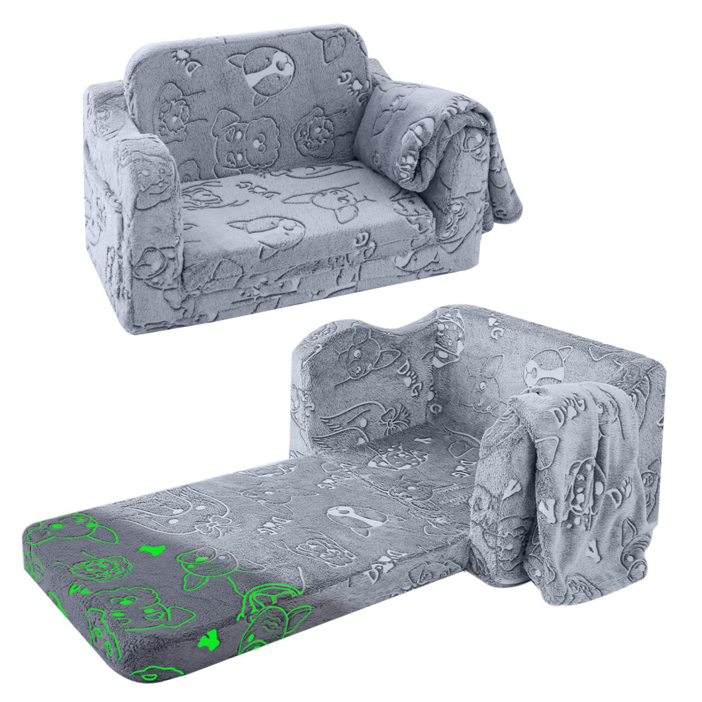 MeMoreCool Kids Couch, Toddler Fold Out Chair for Girls Boys, Glow in The Dark Comfy Folding Baby Couch Convertible to Lounge, Kids Soft Plush-image-OPC-PH5286B-NEW