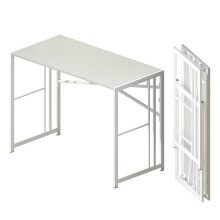 Lutown-Teen 103 cm Folding Desk, Writing Gaming Computer Camping Desk, No Assembly Required Home Office Table, White