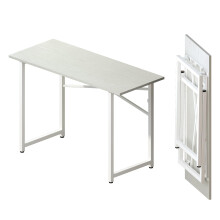 Lutown-Teen 120 cm Folding Desk, Writing Gaming Computer Camping Desk, No Assembly Required Home Office Table, White