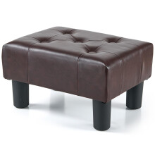 BRIAN & DANY Small Foot Stool, Faux Leather Footstool with Legs, Footstools for Living Room, Ottoman Footrest Extra Seating for Entryway, Brown