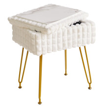 IBUYKE Rectangle Vanity Chair with Storage Space, Footrest Footstool Ottoman, Vanity Stool, Dressing Table Chair, with Anti-Slip Feet, for Makeup