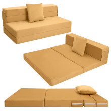MeMoreCool Folding Mattress Double, High Density Foam Fold Out Sofa Chair Z Bed, Foldable Floor Futon Mattress, Floor Guest Sofa Bed Folding Couch for