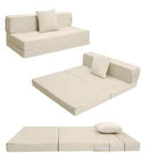 MeMoreCool Folding Mattress Double, High Density Foam Fold Out Sofa Chair Z Bed, Foldable Floor Futon Mattress, Floor Guest Sofa Bed Folding Couch for