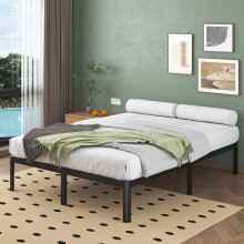 Lutown-Teen Small Double Bed Frame 30.5 cm High with Rounded Corner Legs, Heavy Duty Metal Bed Frame 4ft with Steel Slats Support, Storage Space