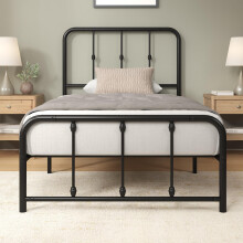 ZINUS Florence Single Bed Frame ? Bed 90x190 cm ? 35 cm Height ?Metal Bed Frame with Headboard and Footboard ? Platform bed with steel slat support ?