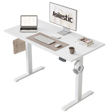 Agilestic Adjustable Height Desk, 100 x 60 cm, Stable Electric Sit Stand Desks with Memory Control, Standing Desks, White