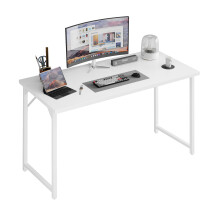 Grandder 100 cm Computer Desk, Small Home Office Desk Study Writing Kid Table, Simple PC Work Desk, Adjustable Feet, White