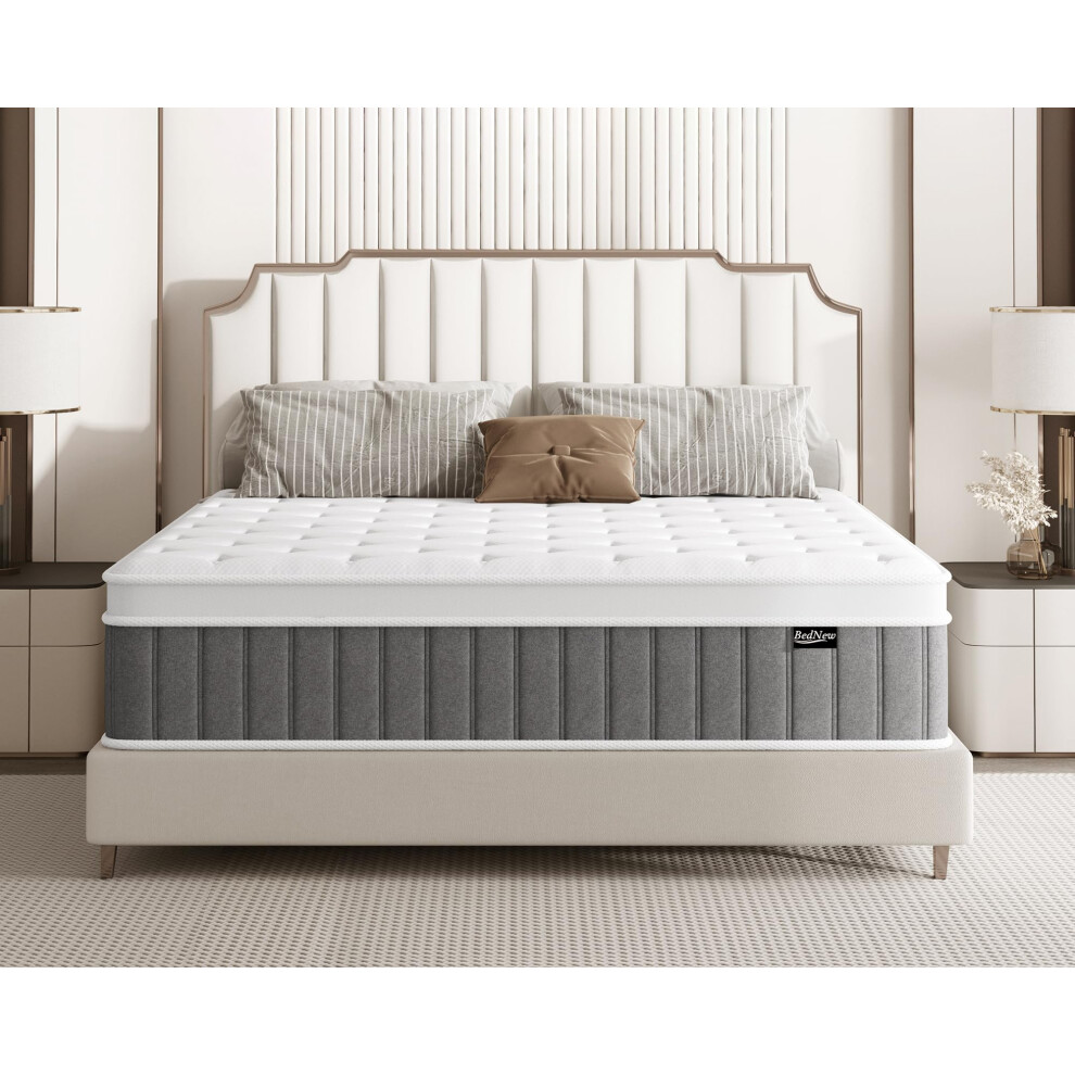 Bednew Double Mattresses, 30cm Hybrid Memory Foam Spring Mattress, 7-Zone Support and Sleep Cool Double Mattress 4FT6, Pressure Relieving Airy Comfort-image-OPC-PH528KJ-NEW