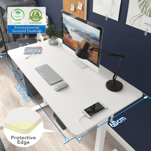 FLEXISPOT E1 Plus ONE PIECE Electric Standing Desk Height Adjustable Sit Stand Desk with Memory Smart Panel(120 * 60cm, White Frame+Maple Desktop) 2