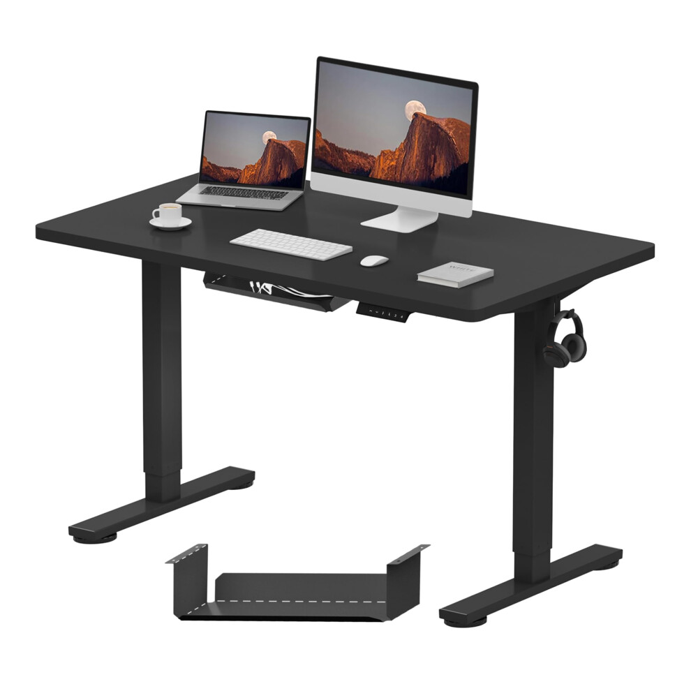FLEXISPOT E1 Plus ONE PIECE Electric Standing Desk Height Adjustable Sit Stand Desk with Memory Smart Panel Backpack Hook 120 * 60cm(Black Frame+Black-image-OPC-PH528Q6-NEW