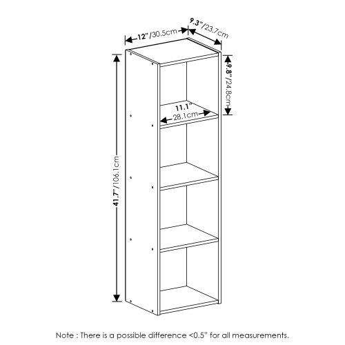 Furinno Pasir 4-Tier Open Shelf Bookcase, White 2