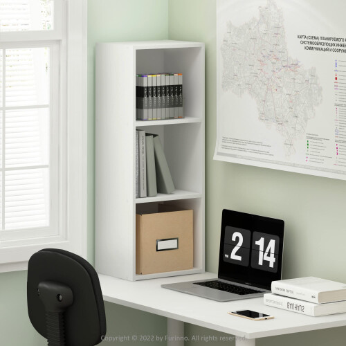 Furinno Pasir 3-Tier No Tool Assembly Open Shelf Bookcase, White 1
