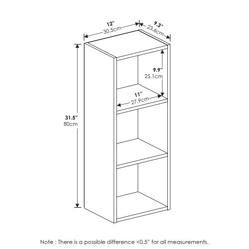 Furinno Pasir 3-Tier No Tool Assembly Open Shelf Bookcase, White 2