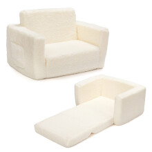 BEJOY Kids Sofa Bed 2-in-1 Flip Out Cuddly Sherpa Toddler Couch Convertible Chair to Lounger Children Sofa Bed Children's Day and Birthday Gift for