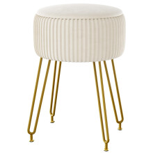 IBUYKE Velvet Storage Footrest Stool Ottoman, Makeup Vanity Stool Side Table with Golden Steel Legs Removable Cover, Coffee Table Top Cover,