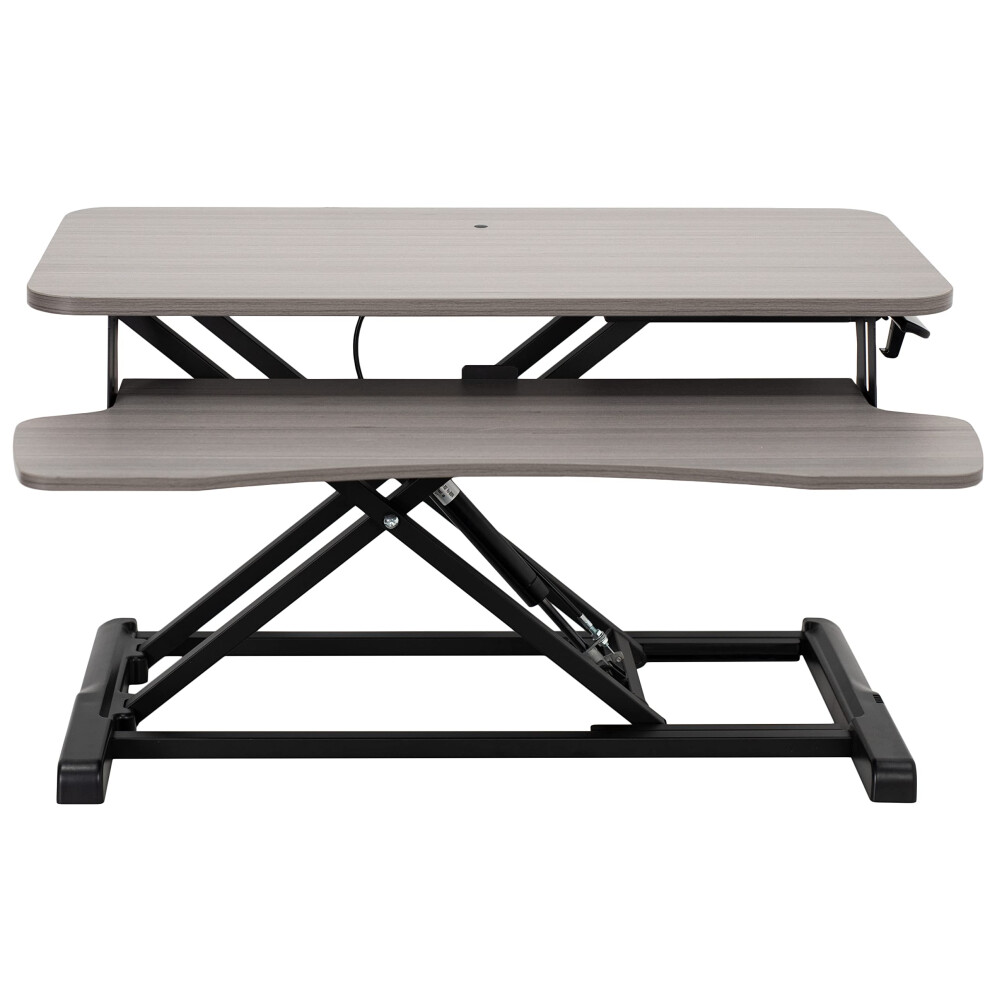 Vivo 81 Cm Desk Converter, K Series, Height Adjustable Sit To Stand Riser, Dual Monitor And Laptop Workstation With Wide Keyboard Tray, Top, Gray