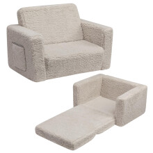 BEJOY Kids Sofa Bed 2-in-1 Flip Out Cuddly Sherpa Toddler Couch Convertible Sofa to Lounger Children Sofa Bed Children's Day and Birthday Gift for