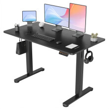 Claiks Electric Standing Desk, Adjustable Height Stand up 120x60 cm Sit Stand Home Office Desk with Splice Board, Black Frame/Black Top