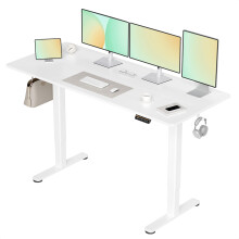 Claiks Electric Standing Desk, Adjustable Height Stand up Desk, 160x60 cm Sit Stand Home Office Desk with Splice Board, White Frame/White Top