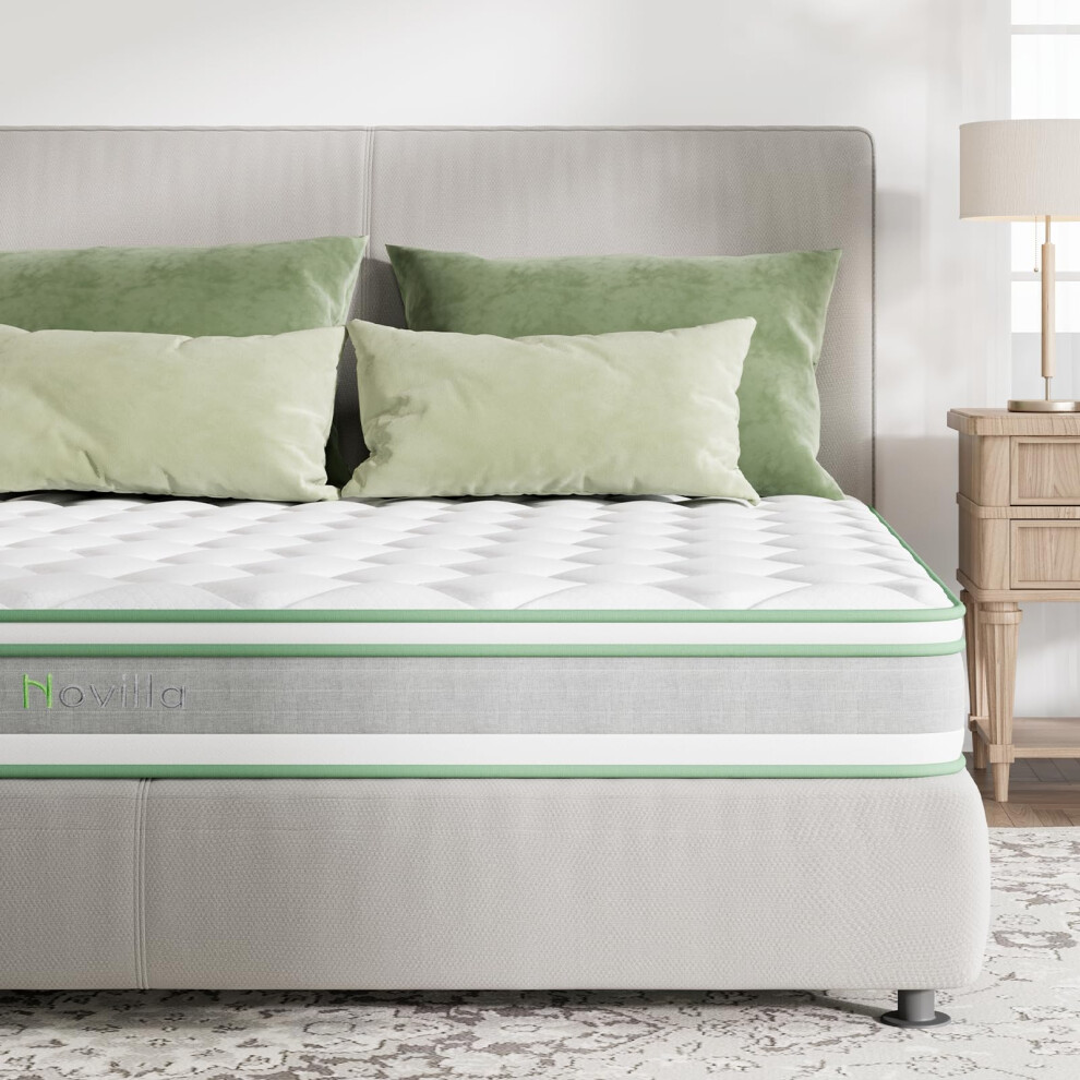 Novilla King Size Mattresses 9.8 Inch Memory Foam Hybrid Mattress 5FT Deep Pocket Sprung Mattress 3-Zone Support with Edge Support and Motion-image-OPC-PH52928-NEW