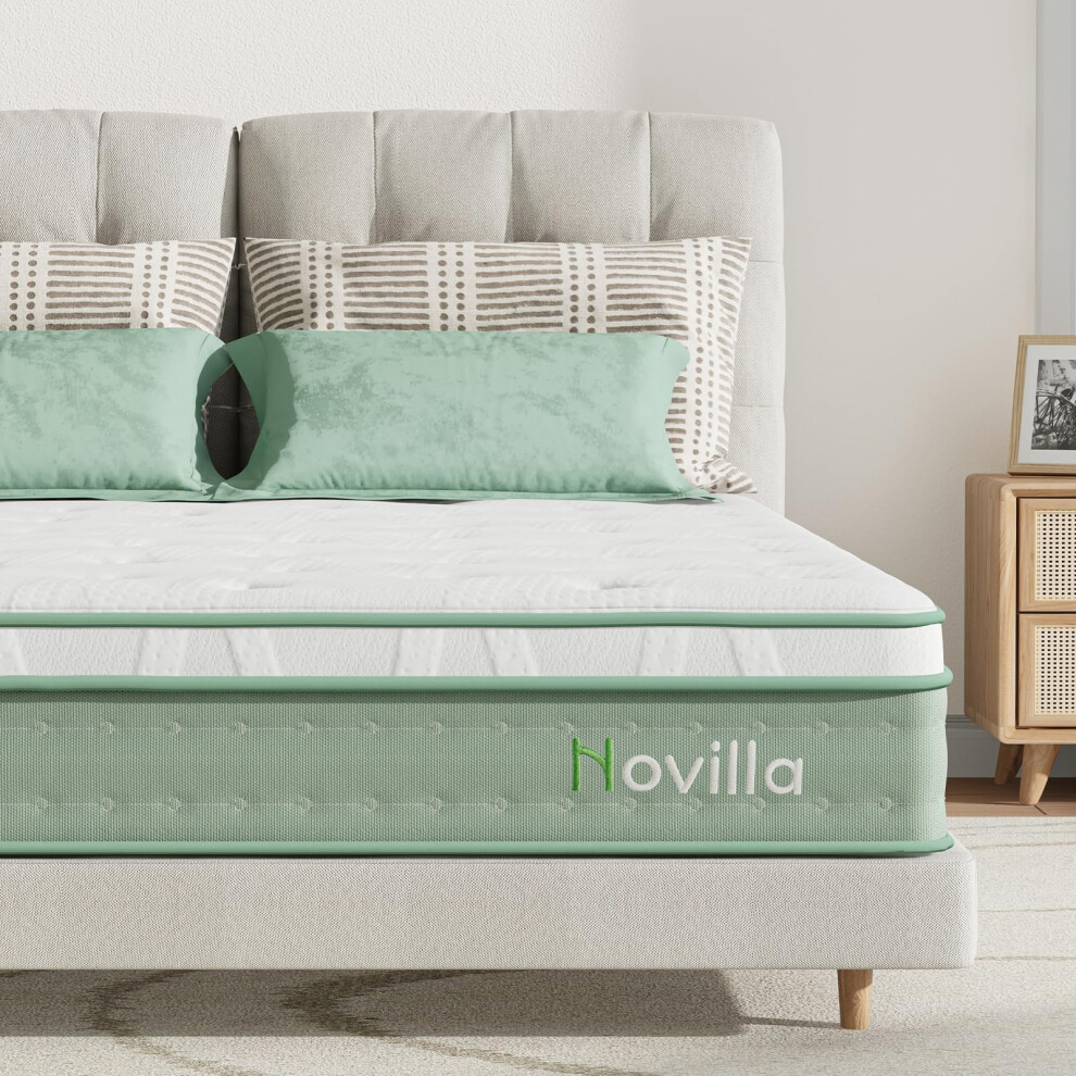 Novilla Mattresses King Size 9.8 Inch 3-Zone Gel Memory Foam Pocket Sprung Mattress, 5Ft Hybrid Mattress Firm With Oeko-Tex Knitted Fabric And