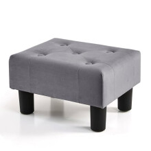 BRIAN & DANY Small Foot Stool, Velvet Footstool with Legs, Footstools for Living Room, Ottoman Footrest Extra Seating for Entryway, Gray