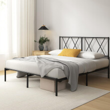 ZINUS Elias Double Bed Frame ? Bed 135x190 cm ? 30cm Height ?Metal Bed Frame with Headboard ? Platform bed frame with steel slat support ? Clearance
