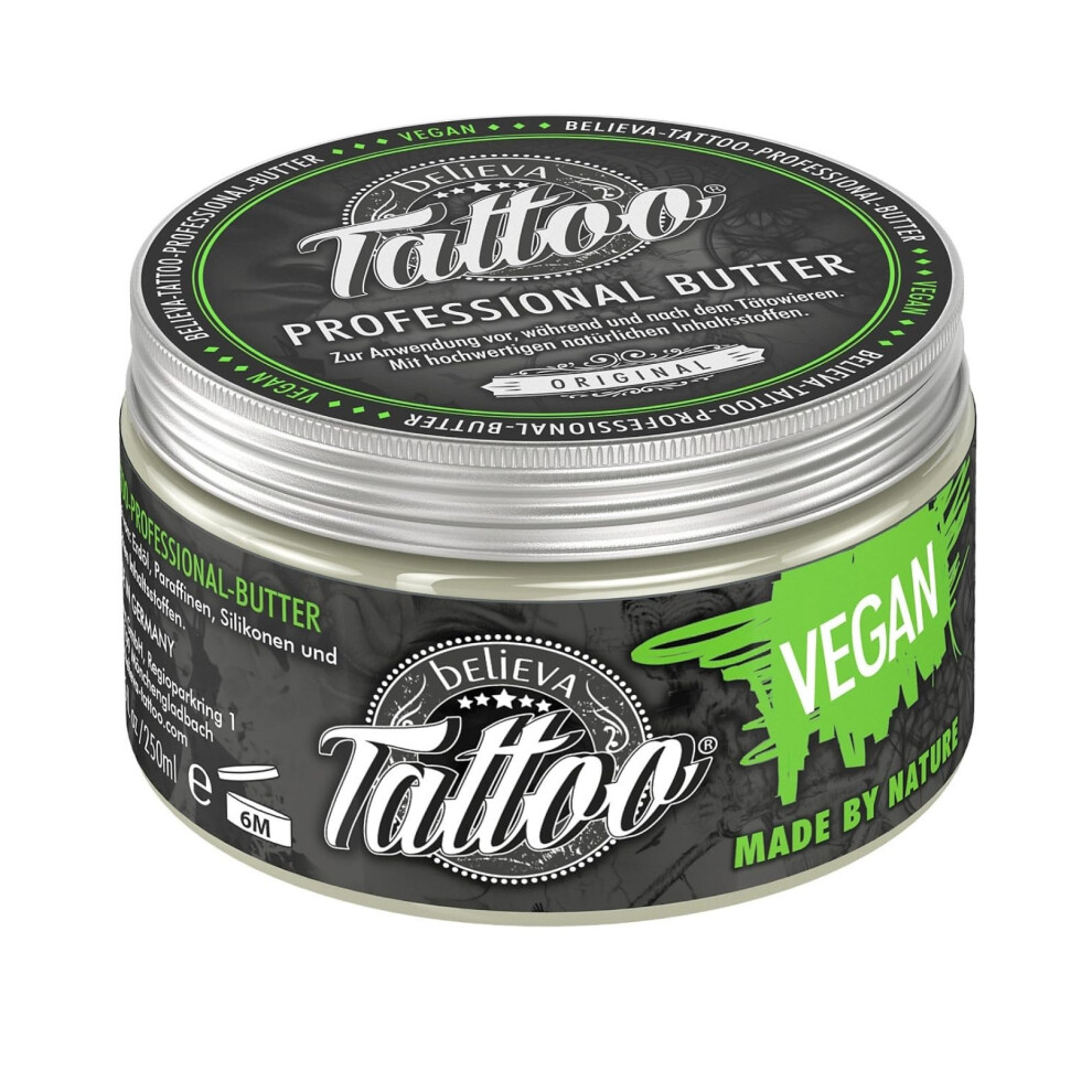 Believa Tattoo - Professional Butter Care For Your Tattoo - 100% Vegan Tattoo Care - Tattoo Balm For Use Before, During And After Tattooing - Made In