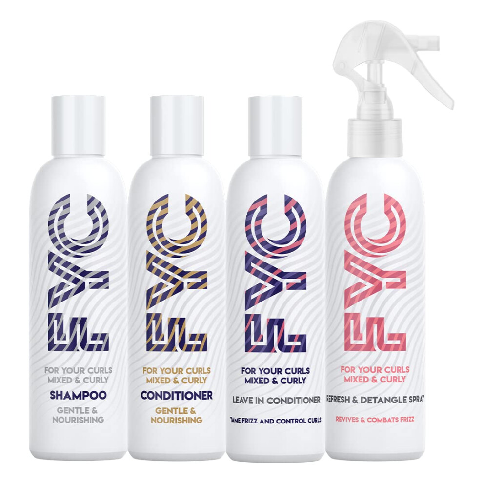 Photos - Hair Product FYC Curly Hair Care Bundle | 4 x 250ml ? Shampoo, Conditioner, Leave-In & Detangle Spray | Hydrates, Nourishes Scalp & Tames