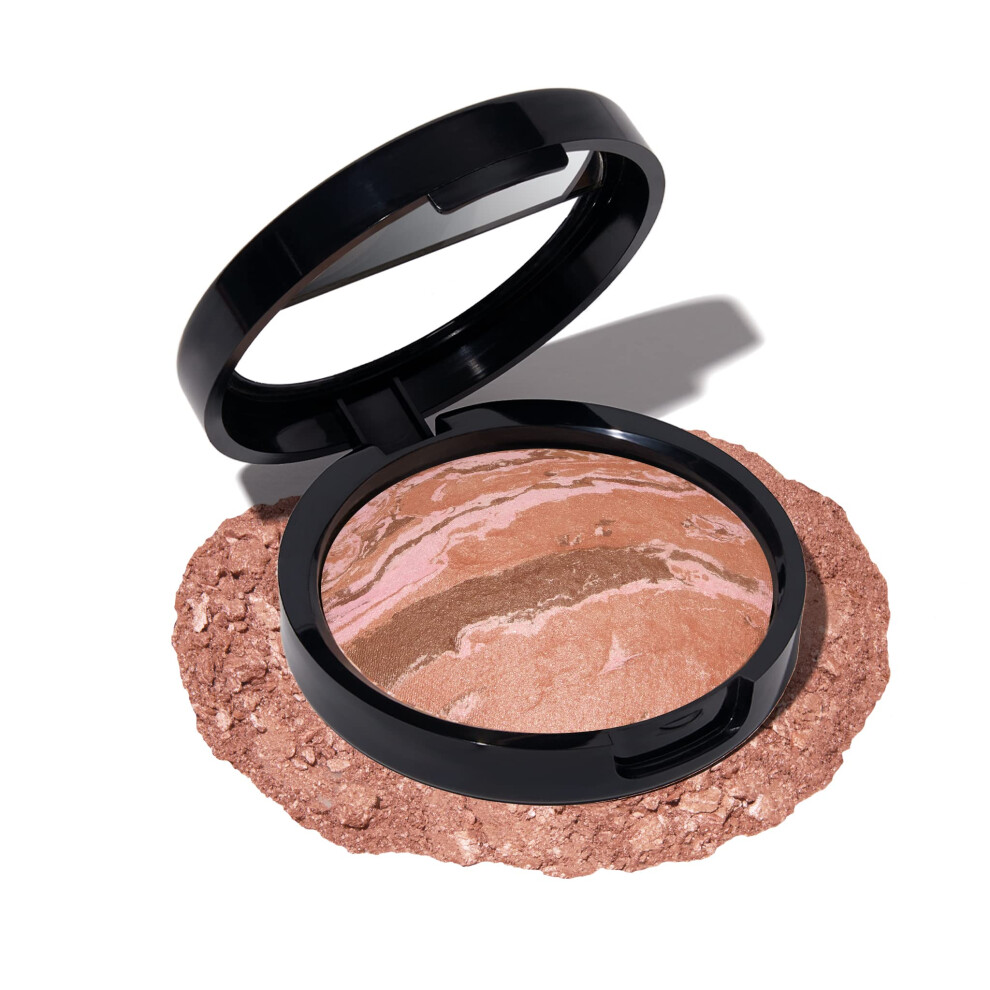 LAURA GELLER Baked Blush-n-Bronze Marbleized 2-in-1 Bronzer Blush | Contour Face with a Radiant Flush, Ginger Bronze
