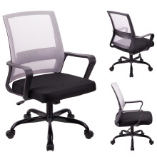 T-THREE.Adjustable office chair, ergonomic mesh swivel seat, with lumbar support, height adjustment, 360? rotation, and tilt function, mesh backrest