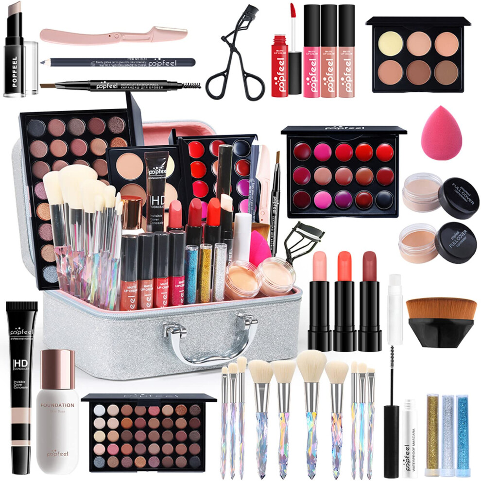 Mknzome Professional Makeup Set, Make Up Set With Make-Up Case Portable Travel Makeup Kit Birthday Xmas Makeup Gift Set Eyeshadow Palette Foudation Lip