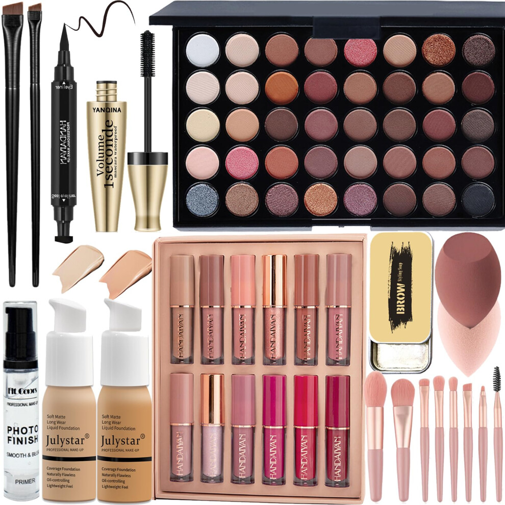 Make-Up Sets,All In One Make Up Set For Women,Makeup Kit Includes 40 Colors Eyeshadow Palette Mascara Foundation & Face Primer Eyeliner Stamp Lip