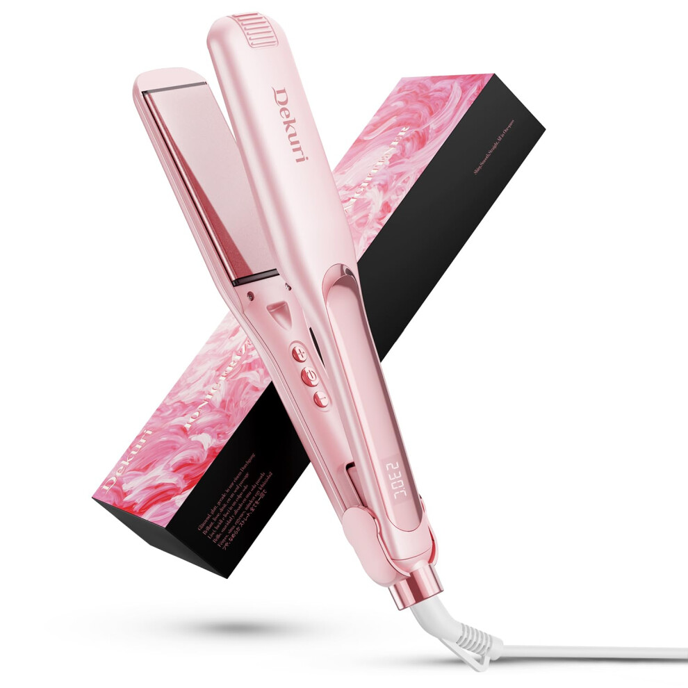 Dekuri Hair Straighteners, 42mm Wide Plate Flat Iron, Frictionless Water-Based Ceramic Straightener for Silky Smooth Hair, Professional Hair