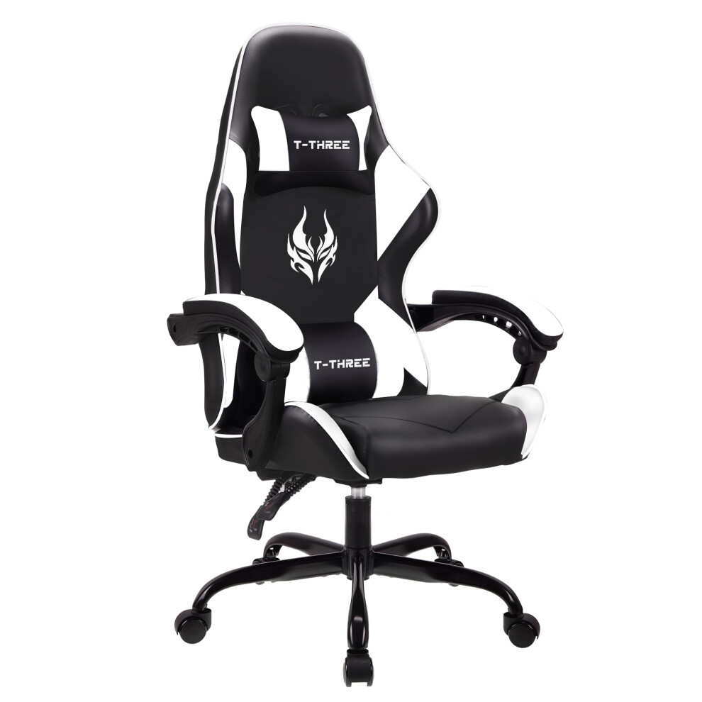 T-THREE.Ergonomic high-back gaming, computer, office, study, swivel, and racing-style chair with adjustable lumbar and headrest support, 150kg weight-image-OPC-PH52B99-NEW