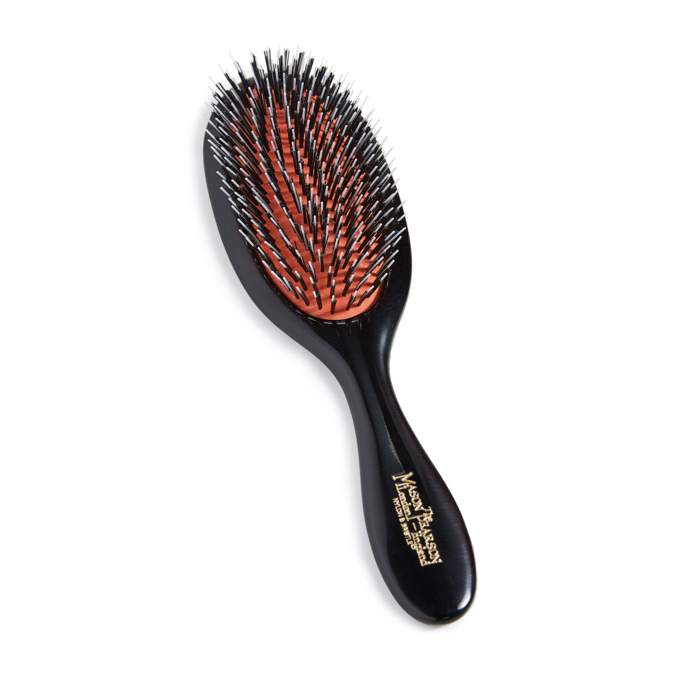Mason Pearson Bn3 Handy Boar Bristle Nylon Tufts Hair Brush, Cleaner, Gift Box