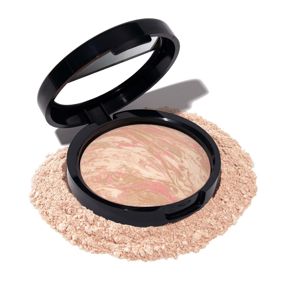 LAURA GELLER Baked Balance-n-Brighten Colour Correcting Powder Foundation (Porcelain) Buildable Light to Medium Coverage Baked Foundation, Demi-Matte