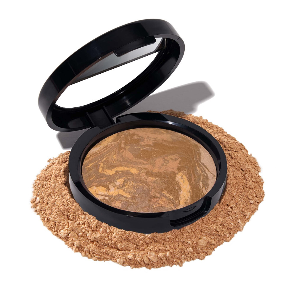 LAURA GELLER Baked Balance-n-Brighten Colour Correcting Powder Foundation (Sand) Buildable Light to Medium Coverage Baked Foundation, Demi-Matte